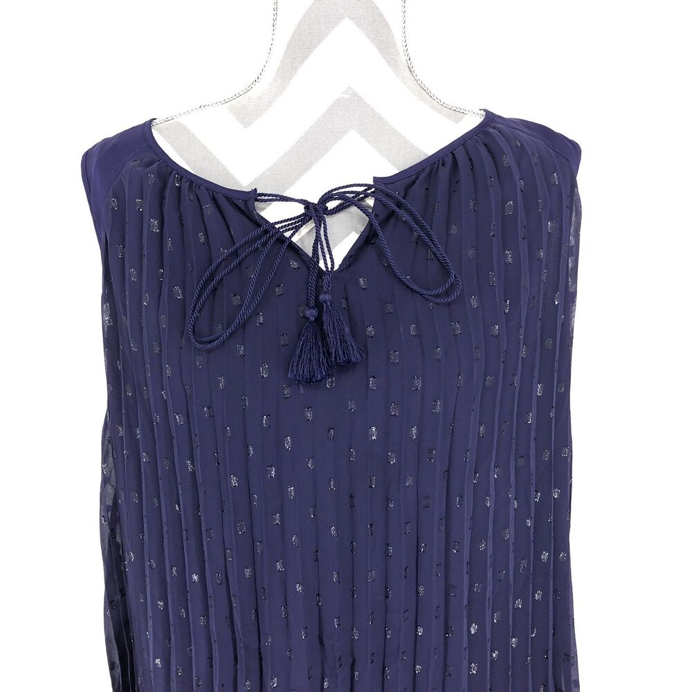 Lane Bryant Purple Tie Neck Sleeveless Lined Blouse 18
